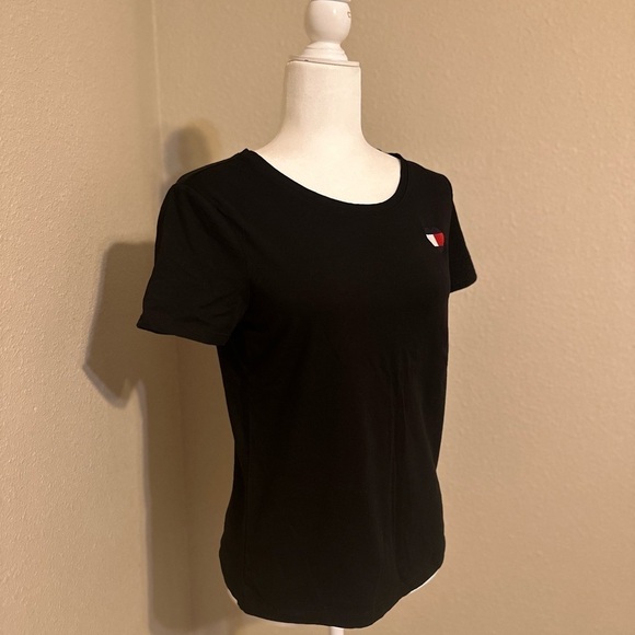 Tommy Hilfiger Tops - Tommy Hilfiger Women's Embroidered Heart-Logo T-Shirt Black Size Small